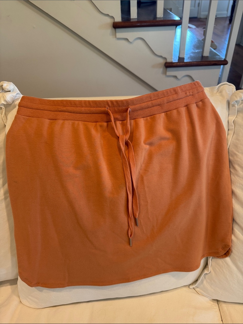 Daily Ritual Mini Drawstring Skirt in Rust